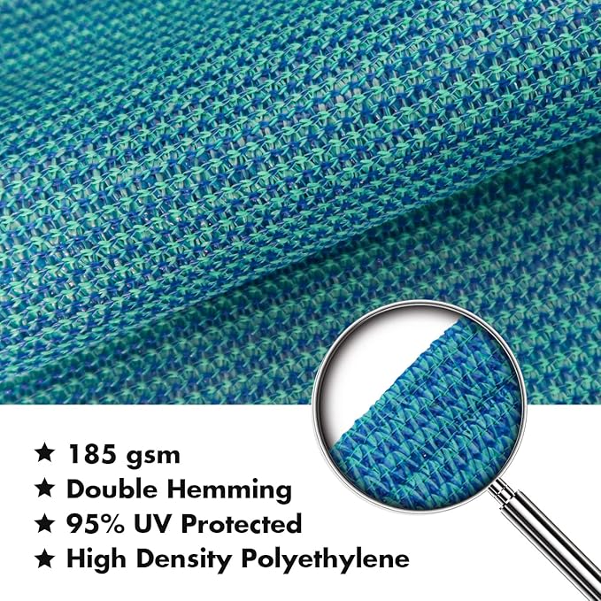 KANAGAWA 12'X18' Turquoise Mix Custom Size Sun Shade Sail Rectangle UV Block - Image 4
