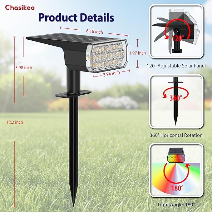 Solar Lights Outdoor Waterproof, LED Solar Spot Lights Outdoor, 7 Color - Image 4