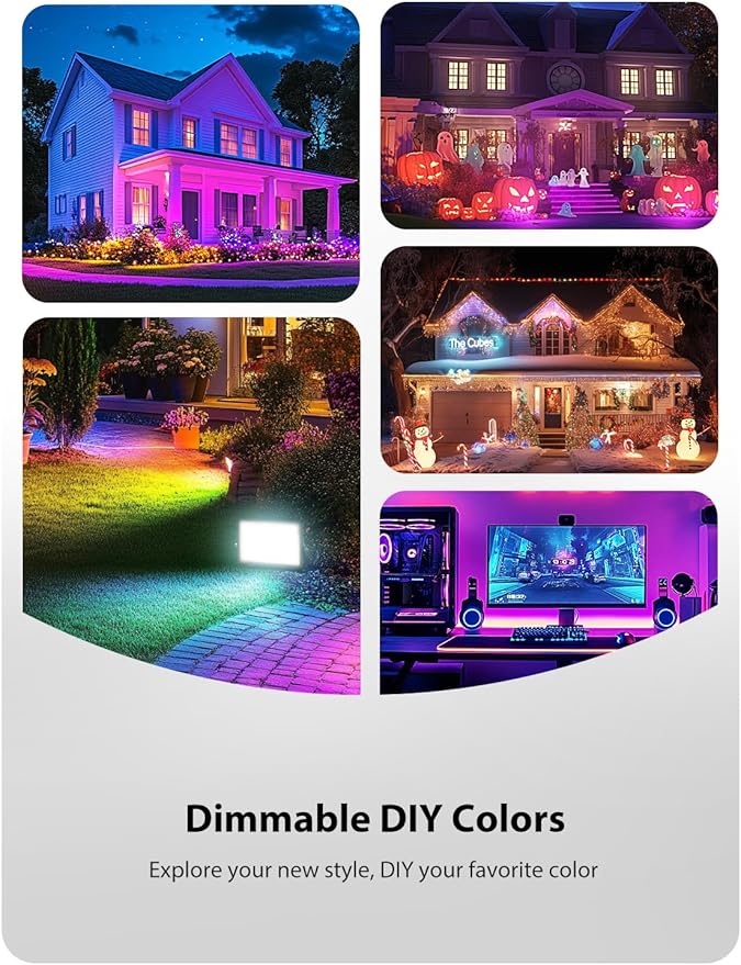 Onforu 2 Pack RGBW LED Flood Light 800W Equivalent, 100W Color Changing - Image 5