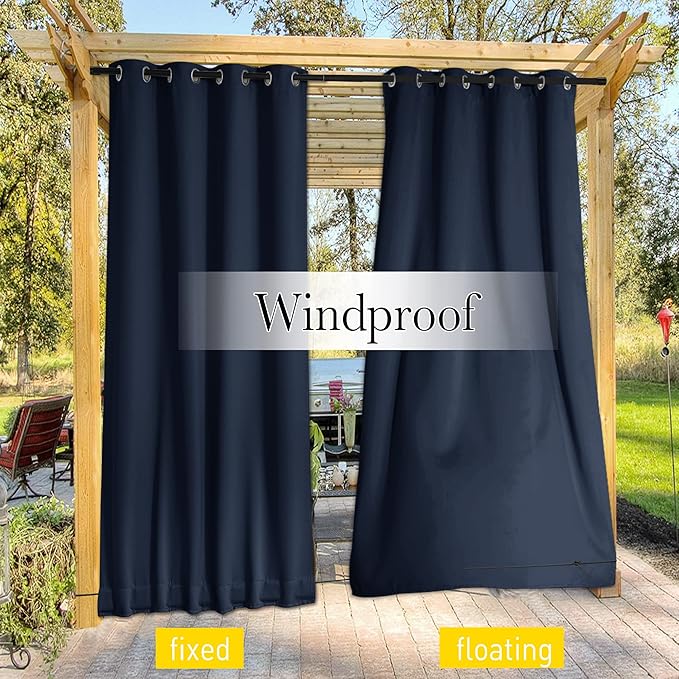 NICETOWN 2 Panels Weighted Blackout Outdoor Curtains - Image 4