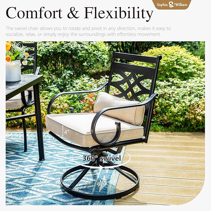 Sophia and William Swivel Patio Dining Set - Image 3