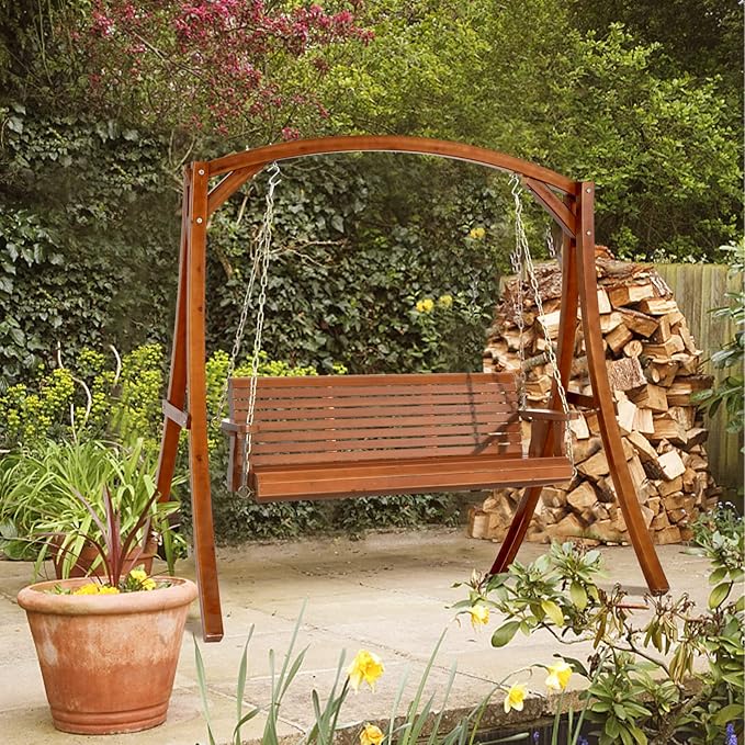 VINGLI Upgraded Patio Wooden Porch Swing - Image 7