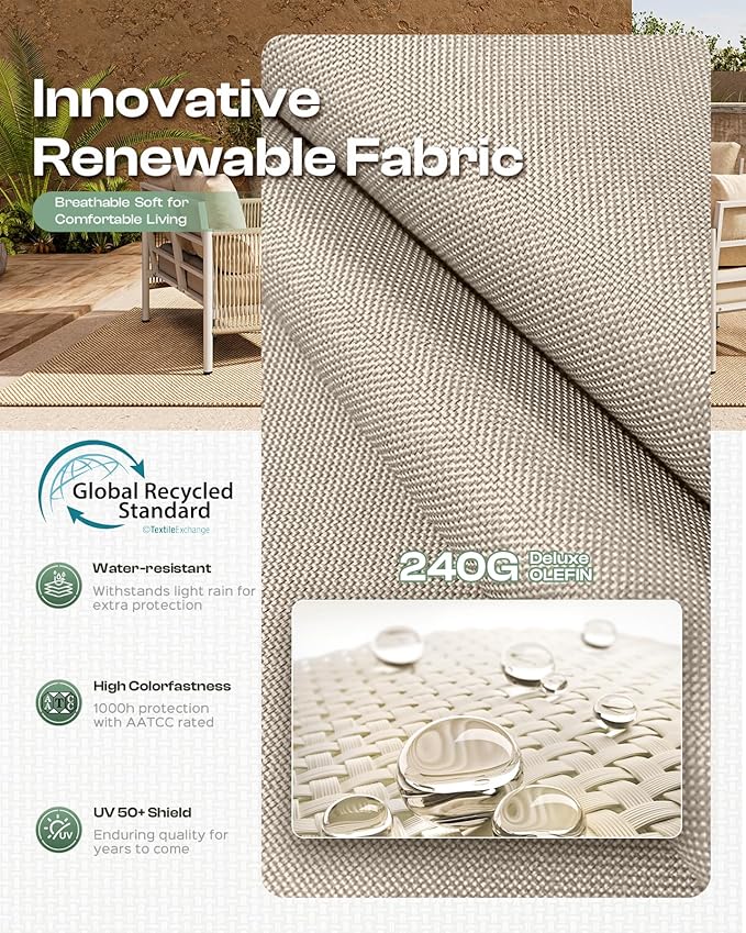 Aluminum Outdoor Sofa Armchair, HDPE Rope Patio Couch - Image 5