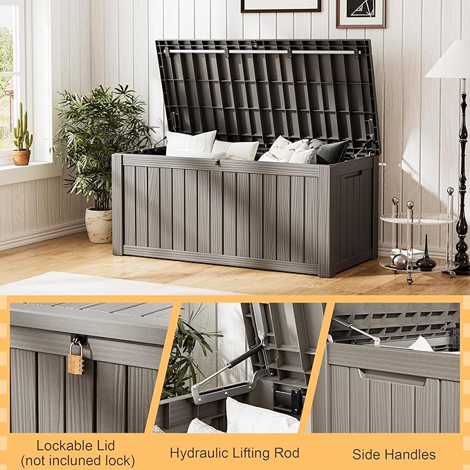Outdoor Storage Box, Resin Deck Boxes Indoor and outdoor, Waterproof Storage - Image 3