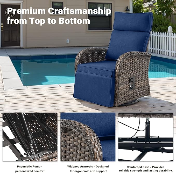 Belord Swivel Outdoor Recliner Chair Set of 2 - Image 7