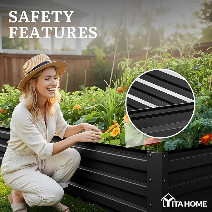 YITAHOME 12x4x1ft 2pcs Large Raised Garden Bed Kit, Galvanized Metal Planter Box - Image 6