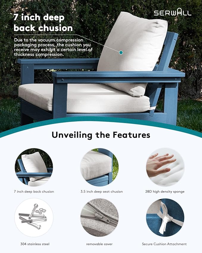 SERWALL HDPE Patio Sofa Set, 3-piece Sectional Outdoor Furniture Set, All - Image 4
