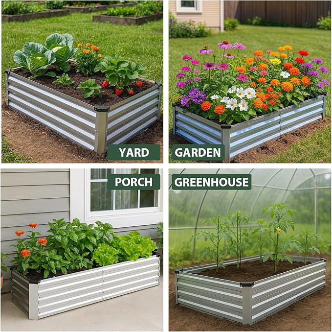 2 Pack 6x3x1FT Galvanized Metal Raised Garden Bed Kit - Image 5
