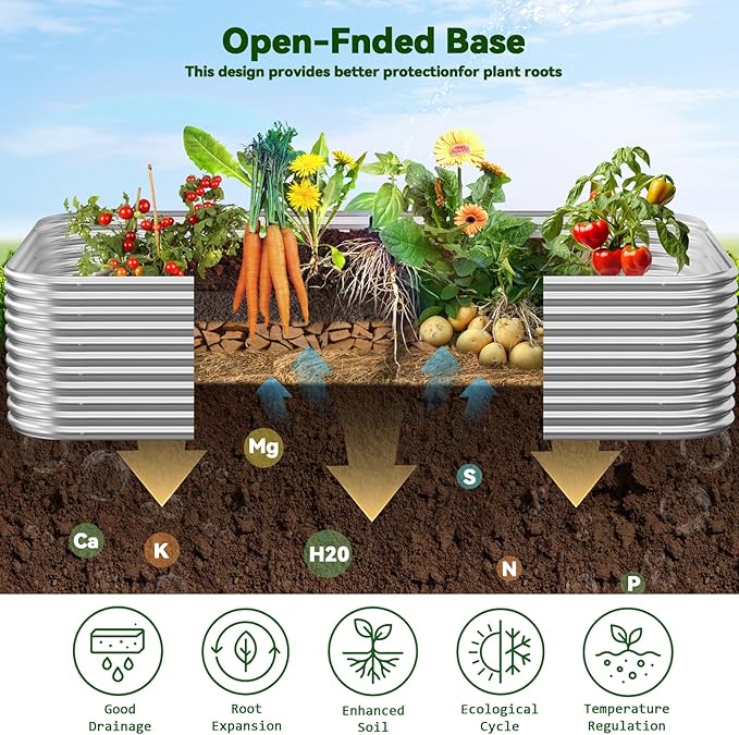 2 Pack Tall 8x3FT Raised Beds for Gardening, Corrugated Galvanized Steel Raised - Image 4