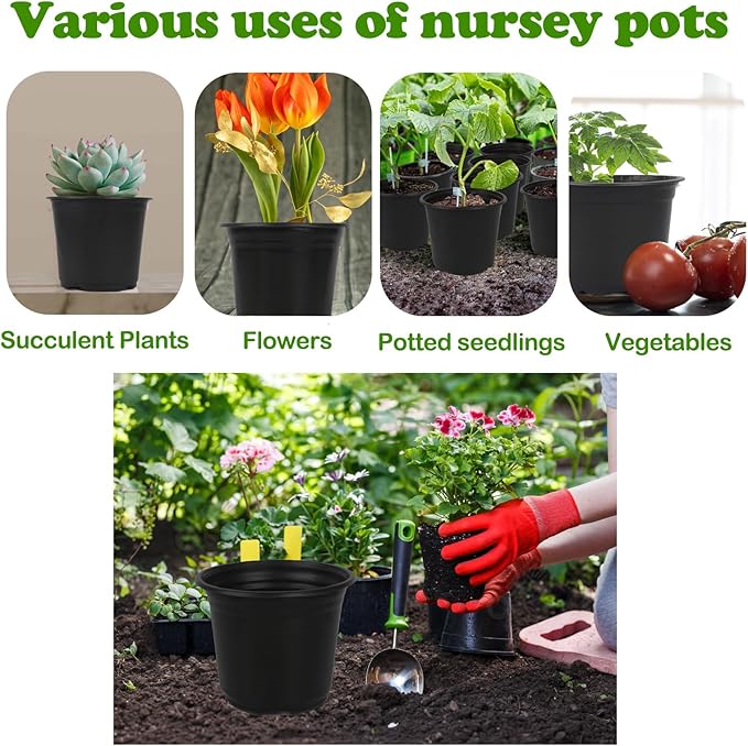 100 Packs 4 Inch Nursery Pots, 4 5 6 Inches Plastic Nursery Pots - Image 7