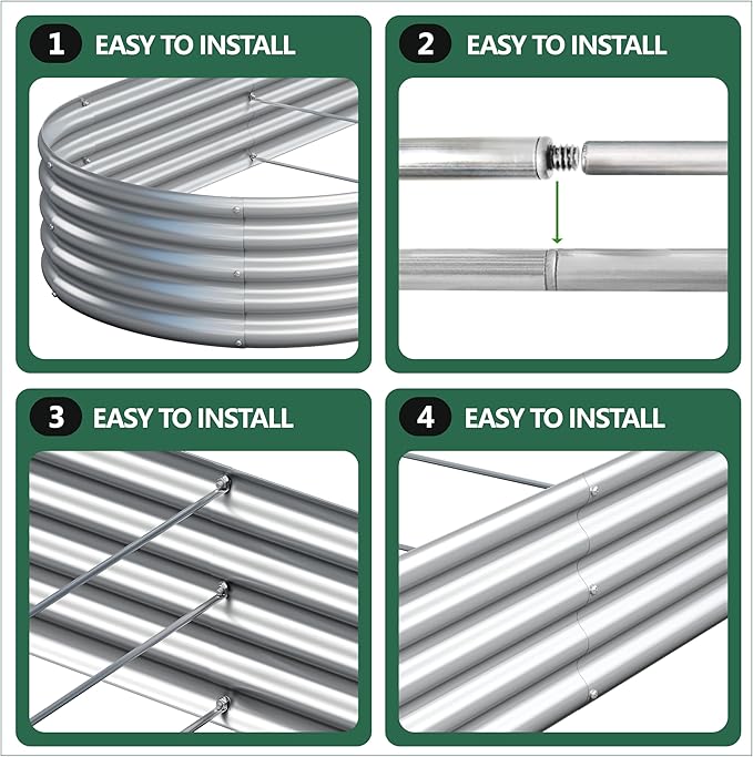 2PCS 8x4x1FT Galvanized Raised Garden Bed Kit, Vegetable Boxes-Oval Metal - Image 6