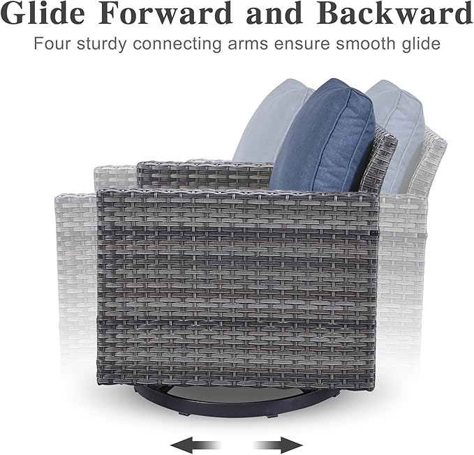 Belord 6 Piece Outdoor Furniture Patio Wicker Sofa Set, Oversize Outdoor Swivel - Image 6