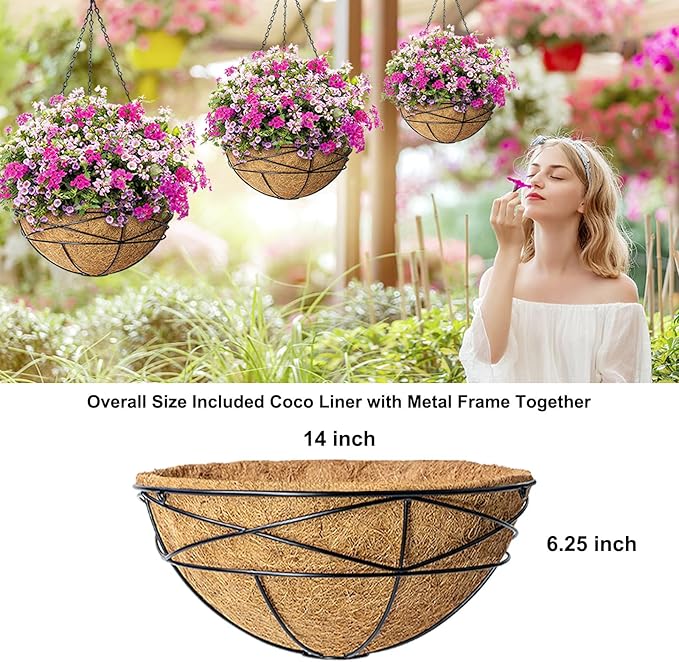 4 Pack 14 Inch Hanging Flower Baskets - Image 5