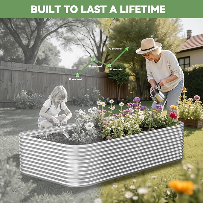 2 Pack Tall 6x3FT Corrugated Galvanized Steel Raised Garden Bed Outdoor - Image 5