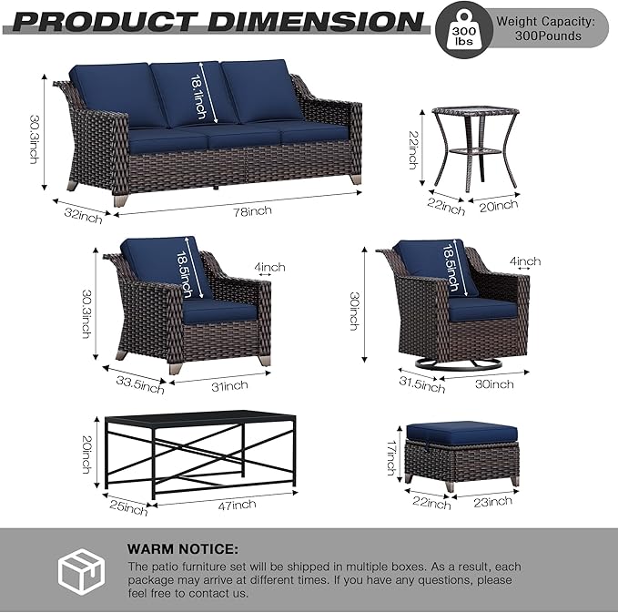 Joyside Wicker Patio Furniture Sets, 6 Pieces Upgraded Large Size Outdoor - Image 2