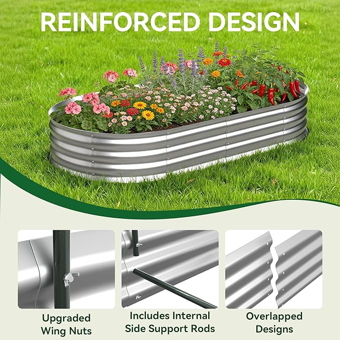 Raised Garden Bed with Sprinkler Timer and Self-Watering System, Galvanized - Image 7