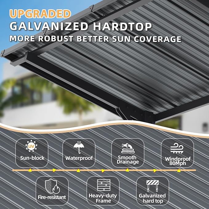 AECOJOY 20'x10' Outdoor Hardtop Metal Gazebo - Image 3