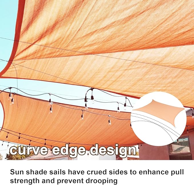 SUNLAX Sun Shade Sail 14' x 14' Peach Fuzz Rectangle Canopy Sail Shade Cover UV - Image 2