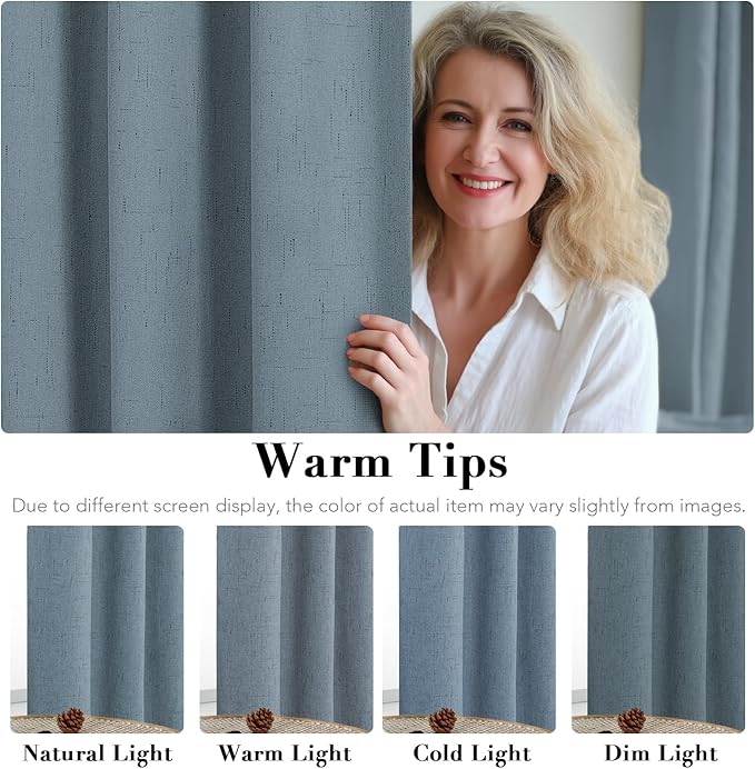 H.VERSAILTEX Linen Blackout Curtains 108 Inches Long 100% Blackout Thermal - Image 5