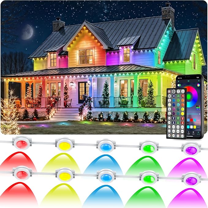 500FT Permanent Outdoor RGB Lights, IP67 Waterproof Smart Eave Lighting by Unknown