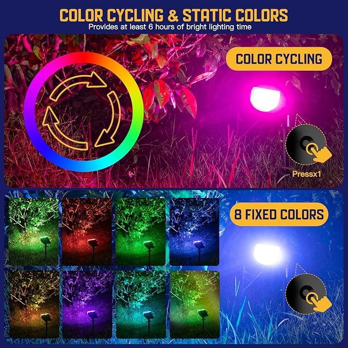Kyosho Solar Color Spot Lights Outdoor, 9 Lighting Modes Halloween Christmas - Image 2