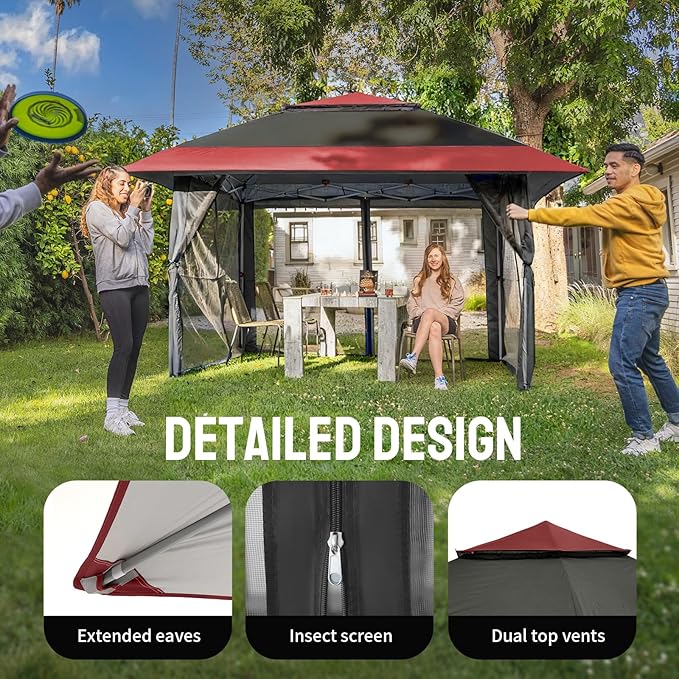 CROWN SHADES 13x13 Pop Up Gazebo, Canopy Tent, Gazebos on Clearance - Image 3