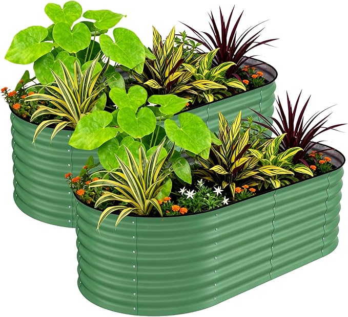 GarveeLife 2 Pcs Raised Garden Beds Outdoor 8x2x1.5 ft by GarveeLife