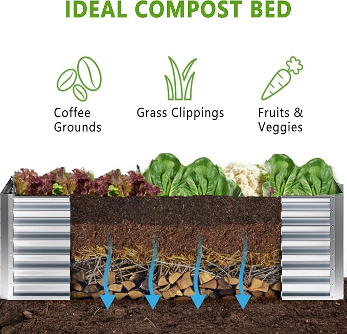 2PCS 4x2x1FT Galvanized Raised Garden Bed, Planter Raised Beds-Metal Garden Box - Image 3