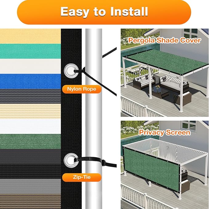 Artpuch Outdoor Pergola Shade Cover 14' X 14' Sun Shade Cloth - Image 5