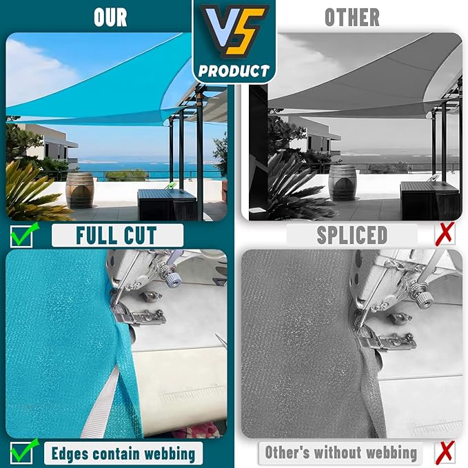 LOVE STORY Custom Size 9'x18'x20.1' Turquoise Blue Sun Shade Sail Right - Image 7