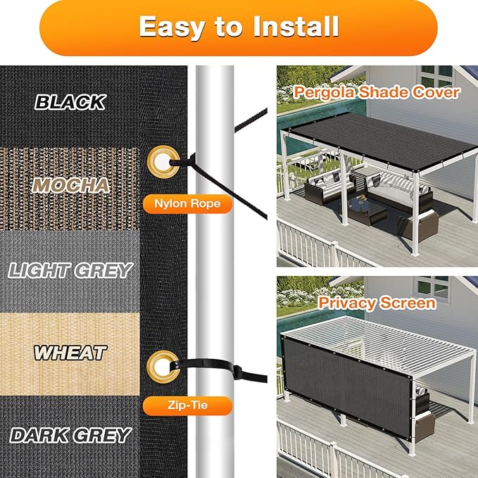 Artpuch Outdoor Pergola Shade Cover 22x23 FT Sun Shade Cloth - Image 5