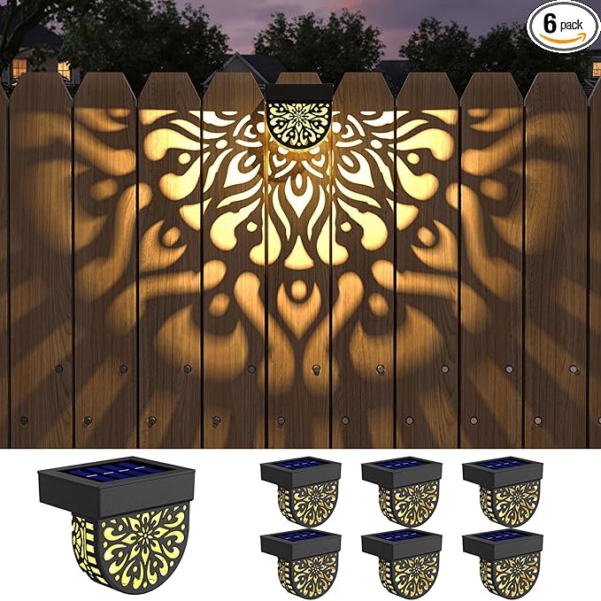 6 Pack Solar Fence Lights Outdoor Wall Lights Plastic Solar Powered Deck Step by EKQ