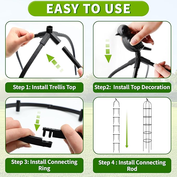 6.7FT Garden Obelisk Trellis for Climbing Plants, Adjustable 5-Tier Metal Plant - Image 4