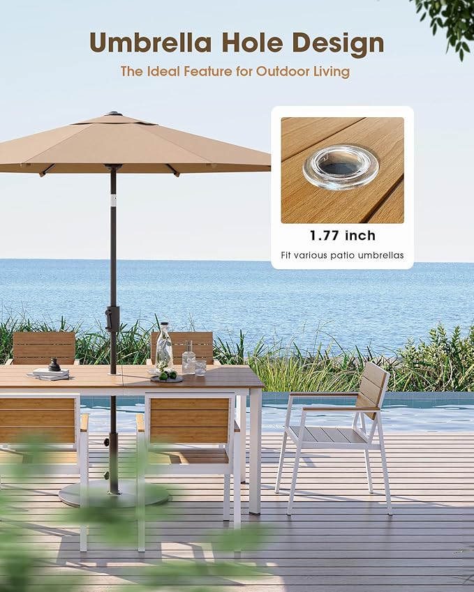Outdoor Patio Dining Chairs Set of 2, Aluminum & HDPS All-Weather Dining Chairs - Image 4