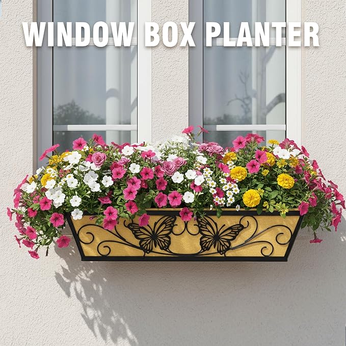 2 Pack 24 Inch Window Boxes Planter Railing Planters Box - Image 2