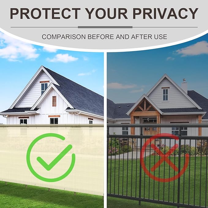 LOVE STORY Custom Size 3'x7' Butter Cream Balcony Privacy Screen, UV Block - Image 6
