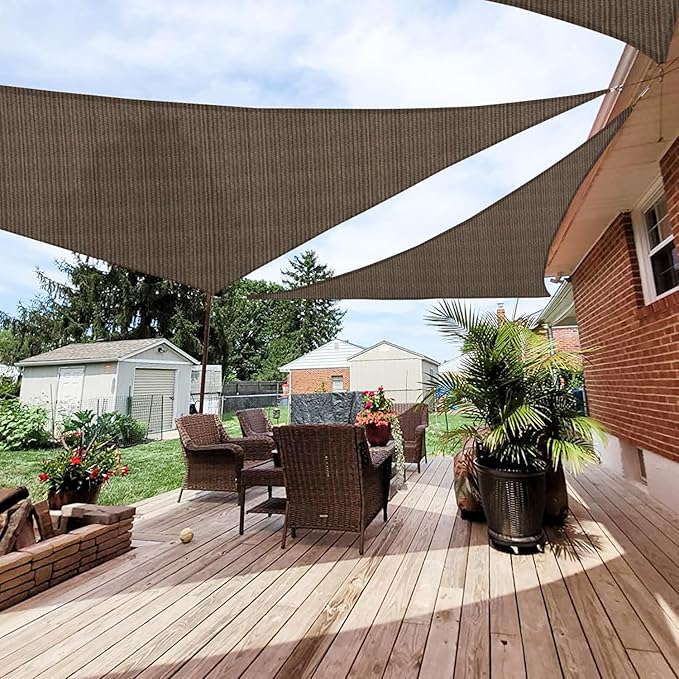 Patio Paradise 20' x 20' x 19'10" Sun Shade Sail Triangle Canopy, Permeable by Patio