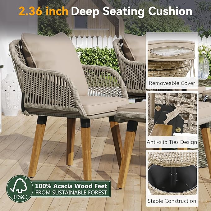 Merax 5 Pieces Patio Furniture Chair Sets, Patio Conversation Set - Image 3