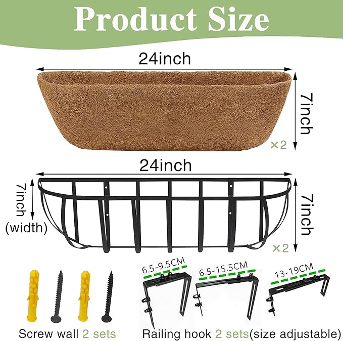 24 Inch Railing Planter Window Box Deck Balcony Rail Planter - Image 4