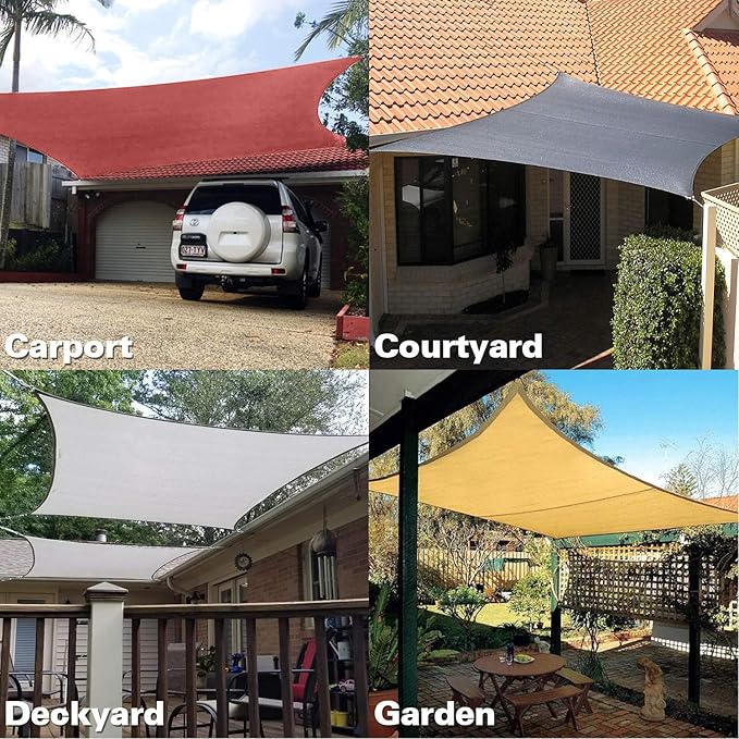 KANAGAWA Sun Shade Sail 12'x16' Dark Gray Rectangle UV Block Canopy Awning - Image 7