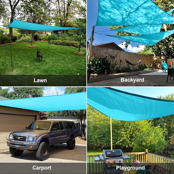 SUNLAX Sun Shade Sail 13' x 13' x 13' Turquoise Blue Triangle Canopy Sail Shade - Image 8