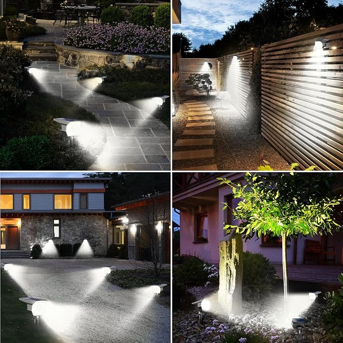 Peasur 6 Pack Solar Lights Outdoor, Solar Powered Spot Uplights Waterproof - Image 5