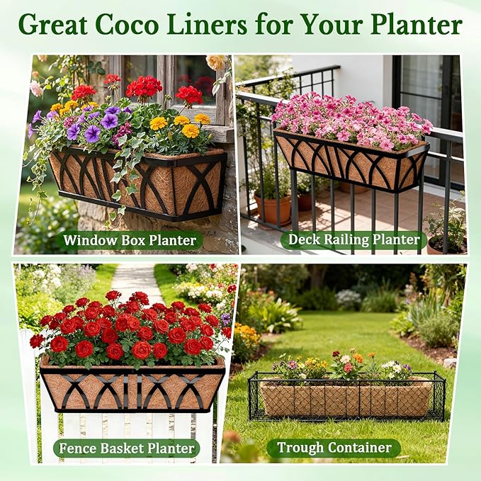 Halatool 4 Pack 36 Inch Trough Coco Fiber Replacement Window Box Liners - Image 8