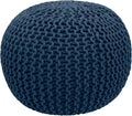 COTTON CRAFT - Hand Knitted Cable Style Dori Pouf - Blue - Floor Ottoman - by COTTONCRAFT