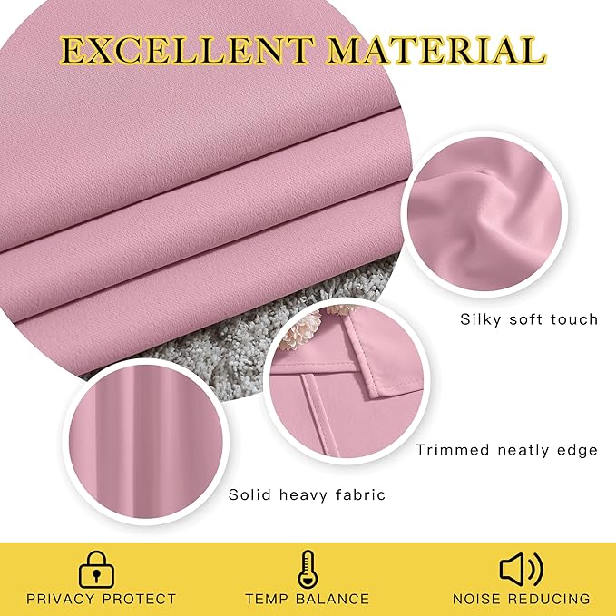 NICETOWN Rouge Pink Blackout Curtains - Image 2