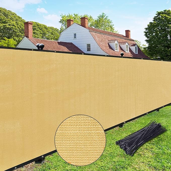 UPGRADE Privacy Fence Screen 6'x70' Sand Outdoor 90% Visibility Blockage 170 by UPGRADE