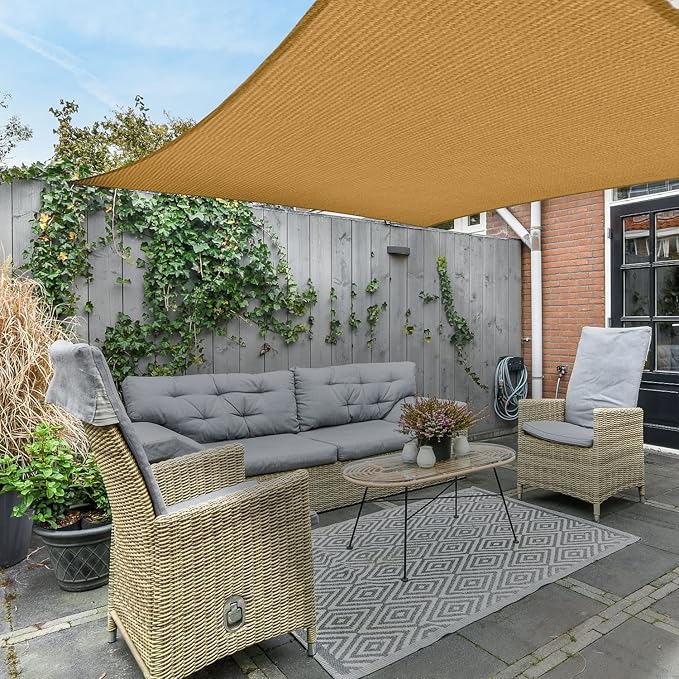 AsterOutdoor Sun Shade Sail Rectangle 8' x 12' UV Block Canopy - Image 6