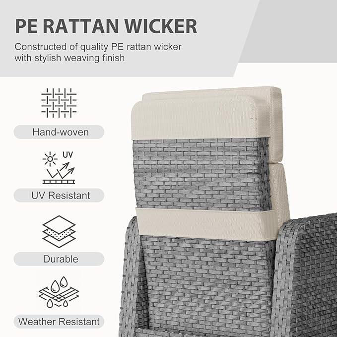 Restland Outdoor Recliner with Independent Adjustable Back & Footrest Wicker - Image 6