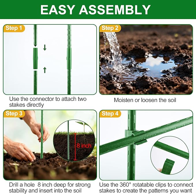 WAENLIR 16 Inch 72 Pack Extendable Garden Stakes Kit, DIY 4ft 5ft 6ft 7ft 8ft - Image 7