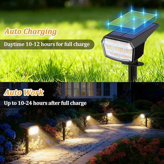 Sucolite 6-Pack Solar Spot Lights Outdoor Waterproof IP65, 3 Lighting Modes - Image 5